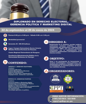 afiche Diplomado en Derecho Electoral, Gerencia Política y Markenting Digital 